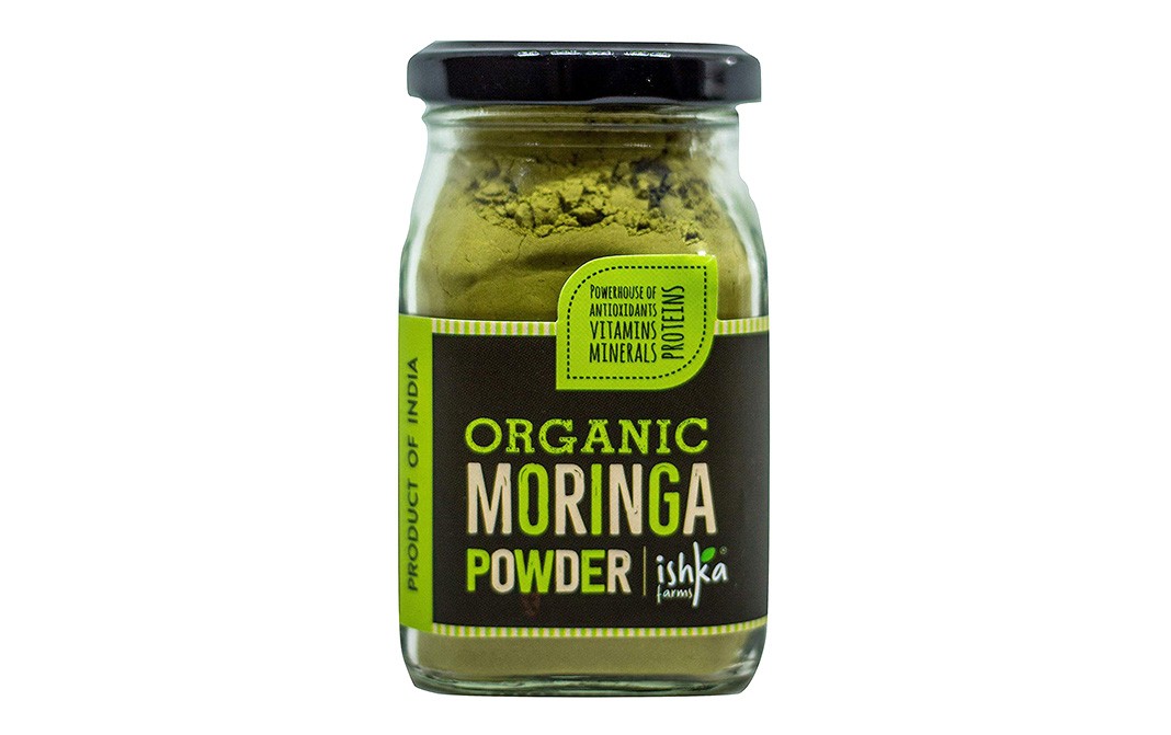 Ishka Farms Organic Moringa Powder   Glass Jar  80 grams
